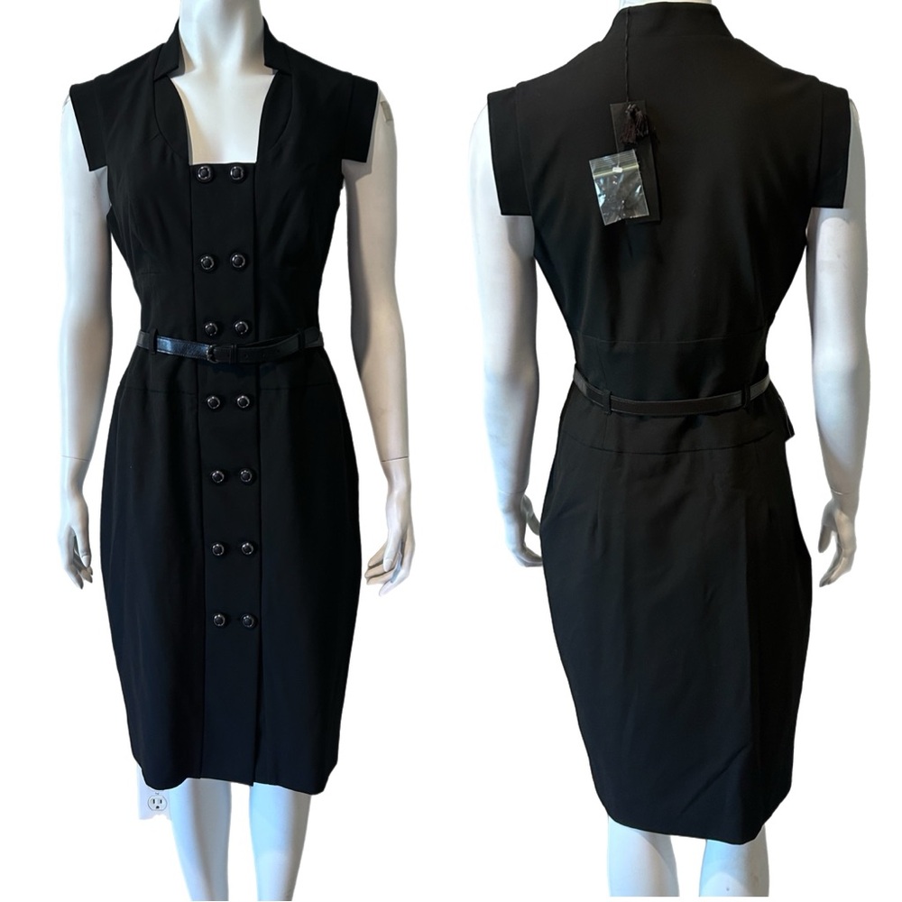NWT Black Halo Belted Structured Bodycon Dress SIZE:10